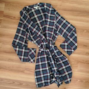 New! Sugar Plum Plaid Flannel Lounging Robe